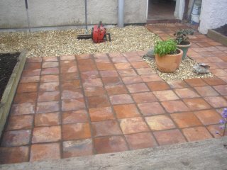 Garden no.3 - before and after Photo: new tiled patio in garden no.3