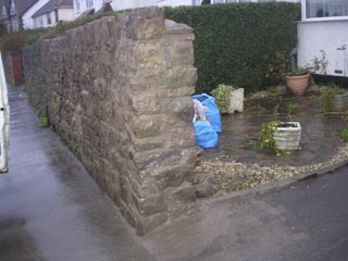 Garden no.5 - before and after Photo: rebuilt wall in garden no.5